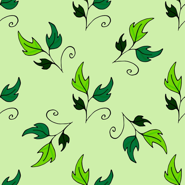 Vector seamless pattern. Floral stylish background with graphic leaves. Hand-drawn vector illustration. - Vettoriali, immagini
