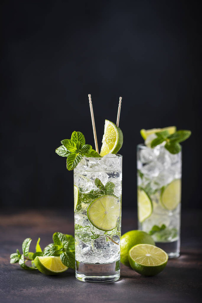 mojito with lime, mint  and ice - Photo, image