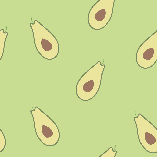 Avocados background vector illustration. Healthy food tropical illustration. Flatlay design. Natural organic food vector. Vegetarian food. Avocado pattern for ecological product and advertising. - Vector, Image
