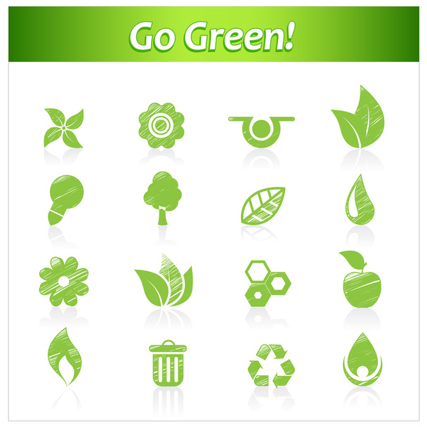 Set of hand drawn eco icons. - Vector, Image