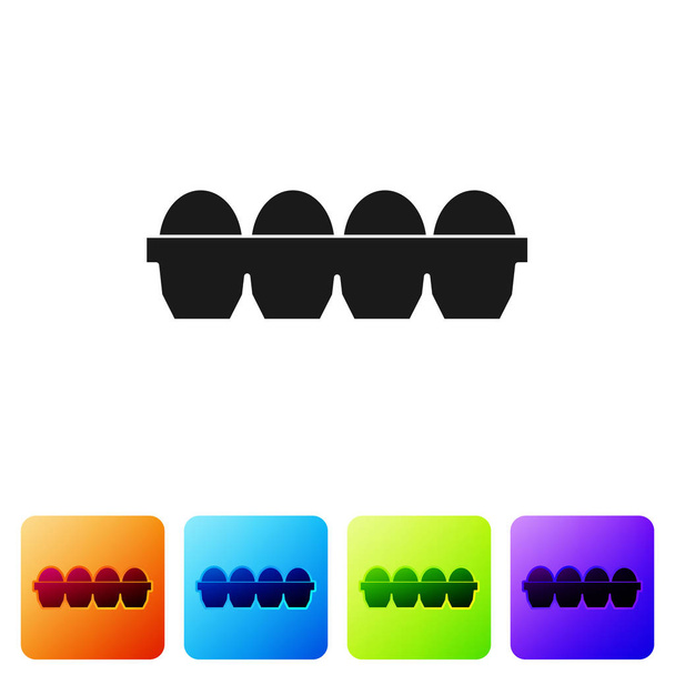 Czarny kurze jajko w polu ikona izolowane na białym tle. Zestaw ikon w kolorach kwadratowych przycisków. Ilustracja wektora - Wektor, obraz