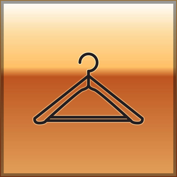 Ligne noire Hanger icône de garde-robe isolé sur fond doré. Icône vestiaire. Symbole de service vestimentaire. Panneau du cintre à linge. Illustration vectorielle
 - Vecteur, image
