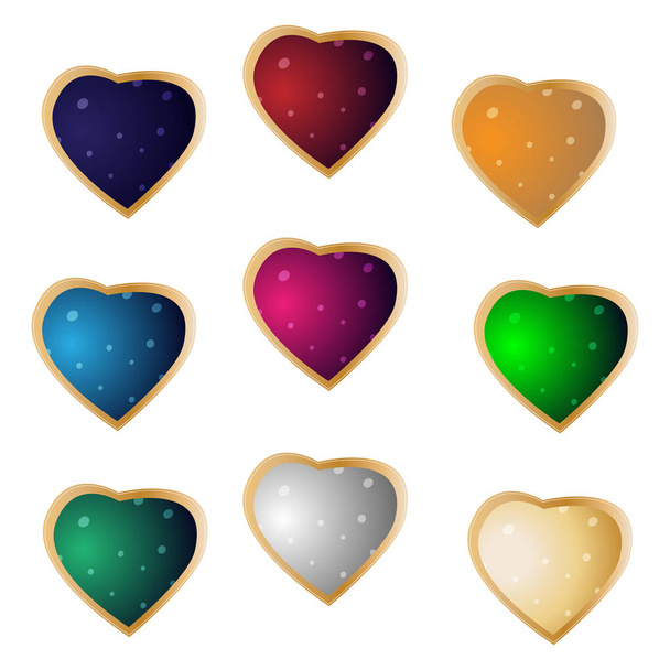 Set of colorful hearts. Valentine icons - Vector, Imagen