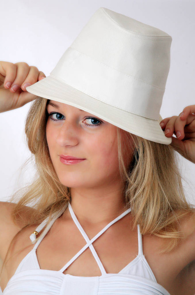young beautiful woman in a hat - 写真・画像