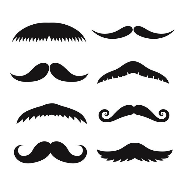 Set of mustaches isolated on white background. - Vektör, Görsel
