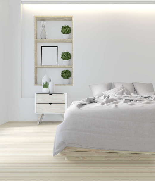 White bed room japanese design.3D rendering - Fotografie, Obrázek