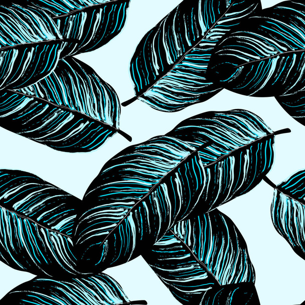 Tropical Leaf. Modern Motif. Jungle Print. Foliage - Вектор,изображение