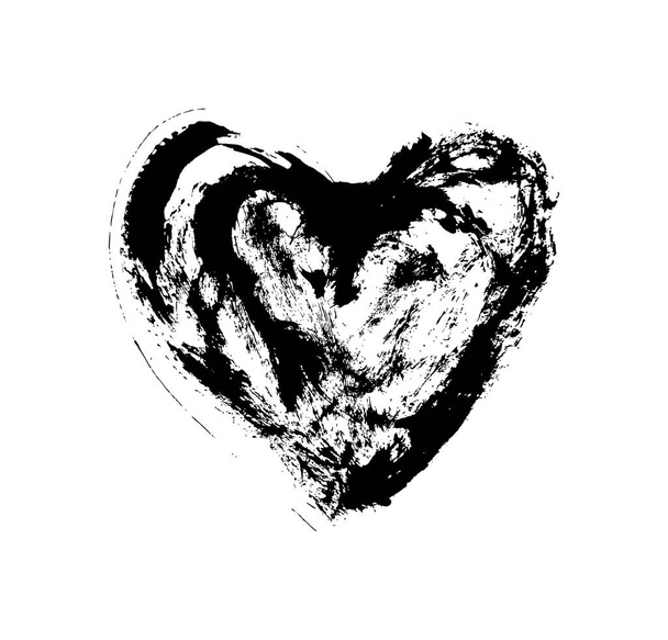 Ручна пензля намалювала елемент дизайну серця. Валентинів день. Символ любові для Валентинів, банер. Стрес текстури. Ізольовані на білому тлі - Вектор, зображення