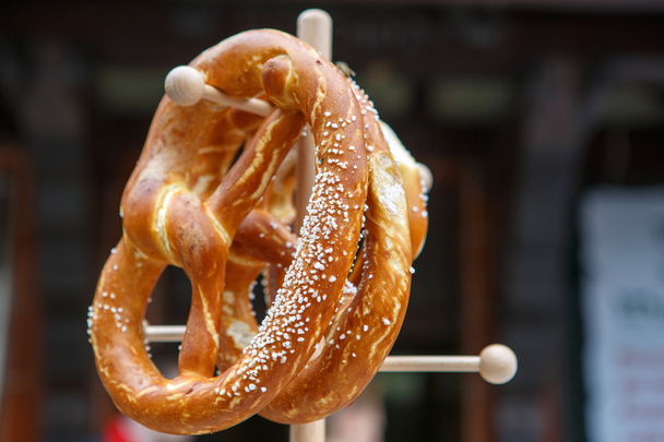 Salty pretzel on Oktoberfest in Germany. - Photo, Image