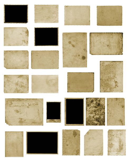 Набір старих старовинних брудних фото листівок на ізольованому фоні
 - Фото, зображення