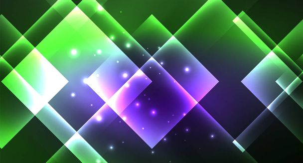 Neon geometric abstract background in hipster style on light background. Space retro design. Color geometric pattern. Square shape abstract background. - ベクター画像