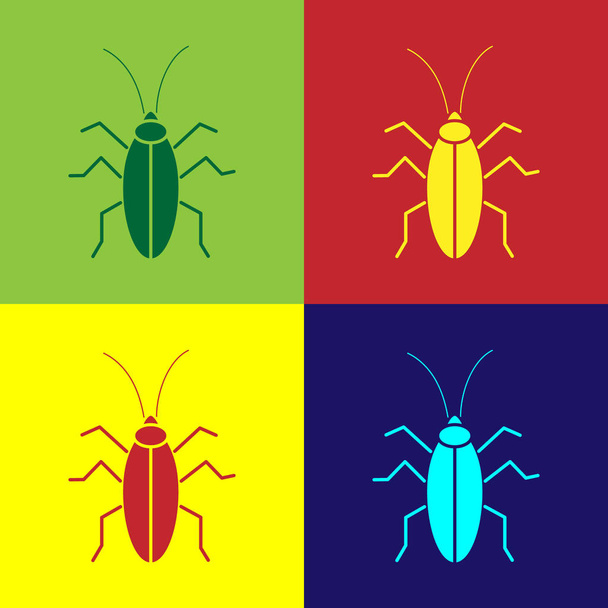 色の背景に隔離された色のゴキブリのアイコン。ベクターイラスト - ベクター画像