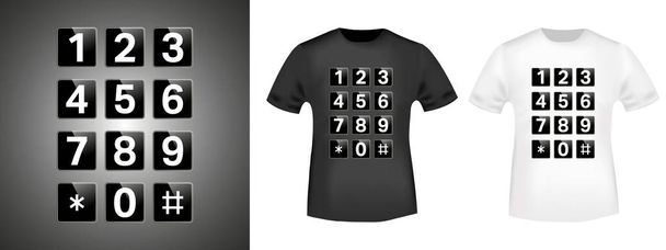Tastatur T-Shirt-Druck Stempel für T-Shirt Applikation, Mode, Abzeichen, Label Retro-Kleidung, Jeans und Freizeitbekleidung. Vektorillustration - Vektor, Bild