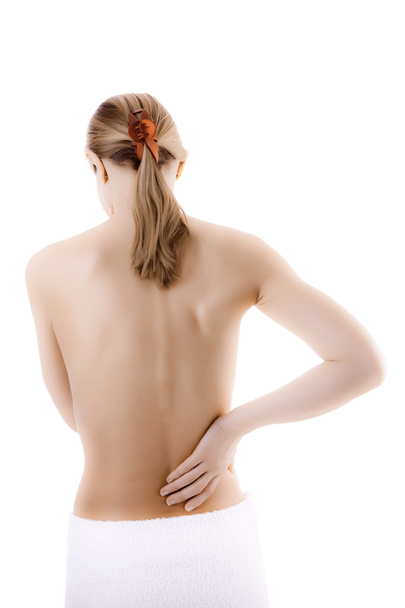 Woman massaging pain back - Valokuva, kuva