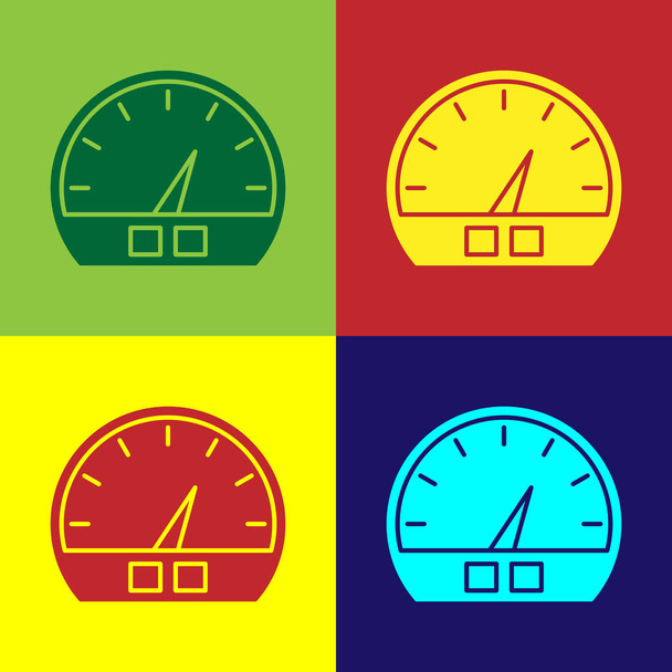 Ikona tachometru barev izolovaná na barevném pozadí. Vektorová ilustrace - Vektor, obrázek