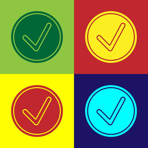 Color Check mark in circle icon isolated on color background. Choice button sign. Checkmark symbol. Vector Illustration - Vector, Image