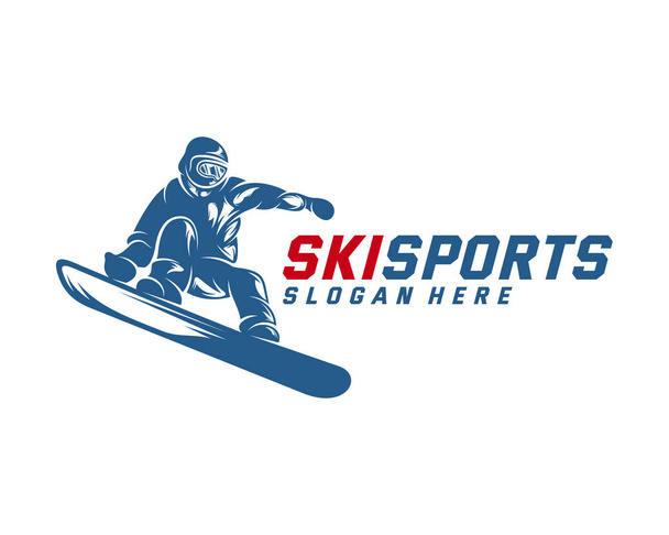 Silueta Lyžařské logo design Vektor, Zimní sporty, snowboardista, lyžař. - Vektor, obrázek