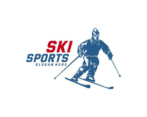 Silhouet Ski logo ontwerp Vector, Wintersport, Snowboarder, skiër. - Vector, afbeelding