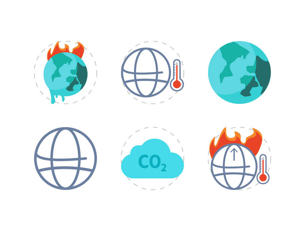 Conjunto de ícones planas de vetor de aquecimento global
 - Vetor, Imagem