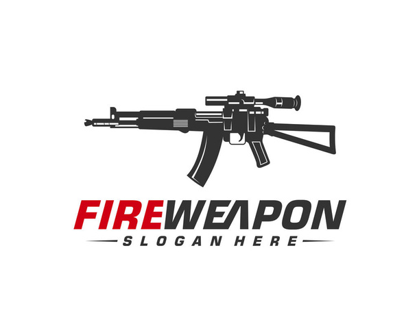 Fegyver tűz logó tervezés vektor, gépfegyver vektor, tervezés illusztráció - Vektor, kép