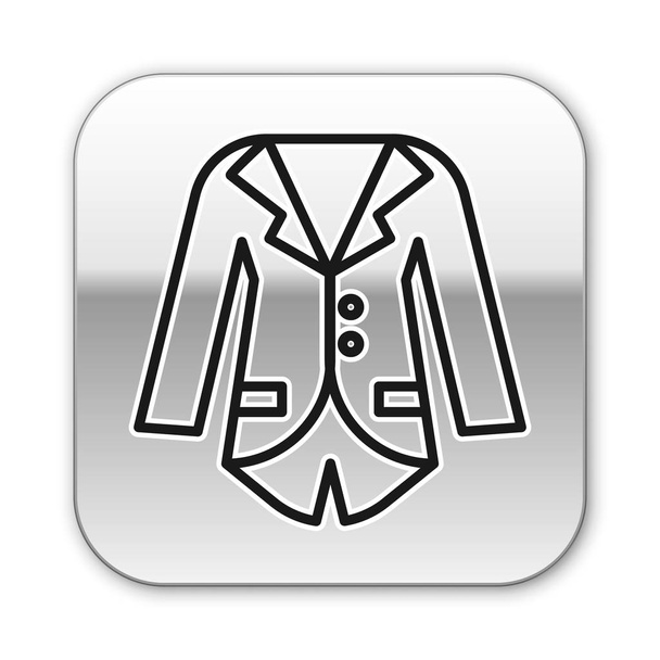 Black line Blazer or jacket icon isolated on white background. Silver square button. Vector Illustration - Vettoriali, immagini
