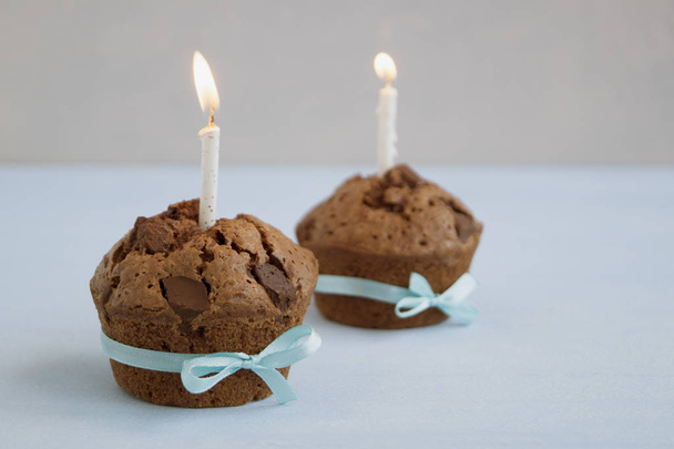 chocolate cupcakes with chocolate pieces. homemade cake. - Photo, Image