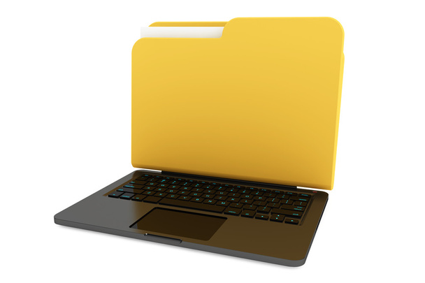 Комп'ютер ноутбука з текою як екран
 - Фото, зображення
