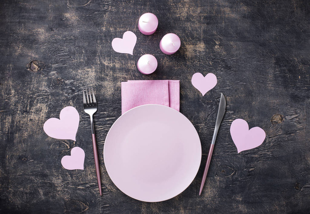 День Святого Валентина Рожевий стіл - Фото, зображення