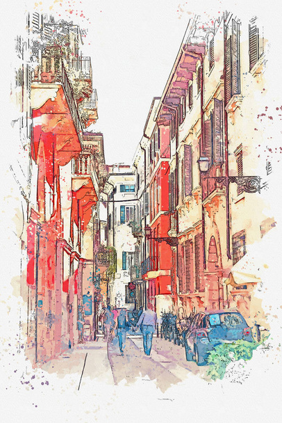 Straat in Verona in Italië. - Foto, afbeelding