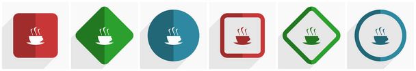 Conjunto de iconos de café, ilustración vectorial de diseño plano en 6 opciones para el diseño web y aplicaciones móviles en eps 10. - Vector, imagen