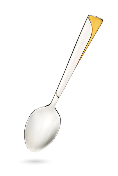 Empty steel tea spoon isolated on white background - Photo, Image