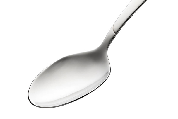 Empty steel table spoon isolated on white background - Photo, Image