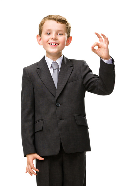 Little businessman okay gestures - Foto, Imagem