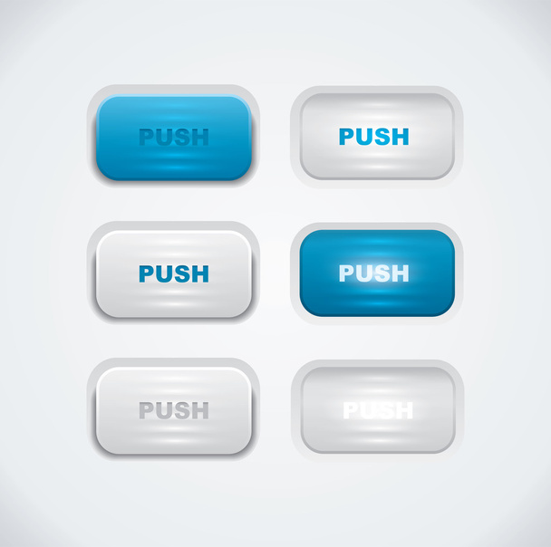 Blue and white push buttons - Vetor, Imagem