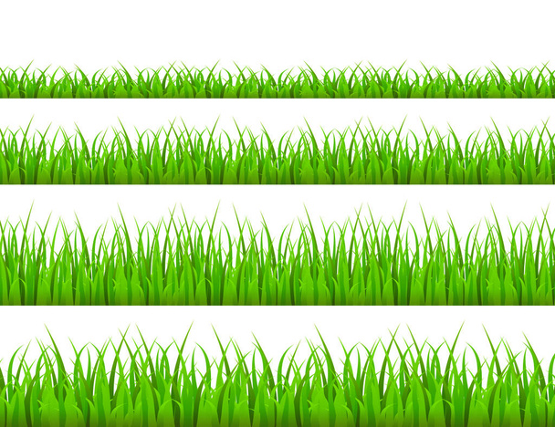 Hraniční vektorový vzorec zelené trávy. Vektorová ilustrace pozadí trávy - Vektor, obrázek