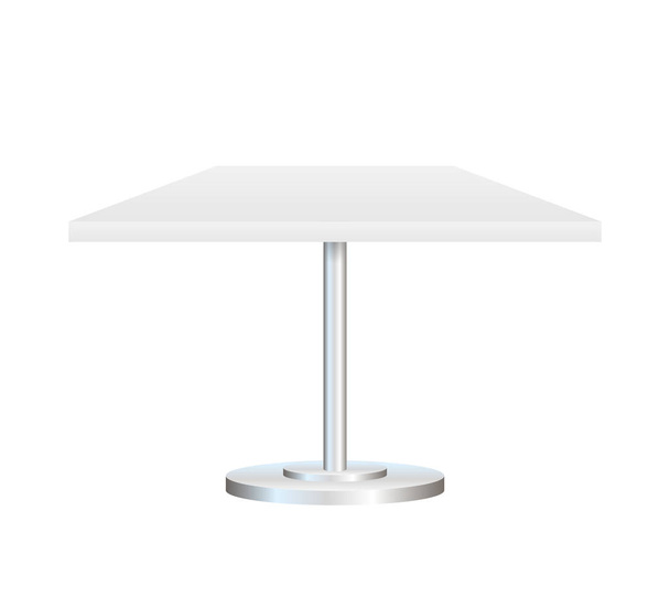Realistinen tyhjä pyöreä pöytä metalli seistä eristetty valkoisella pohjalla. Vektorikannan kuva
. - Vektori, kuva