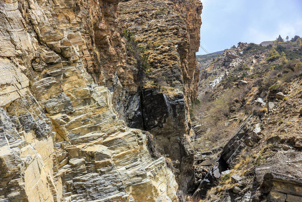 Rocky terrain, mountains of nepal, cliffs - Photo, Image