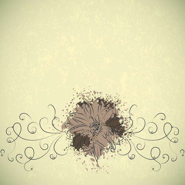 grungy floral background with swirls vector - Vecteur, image