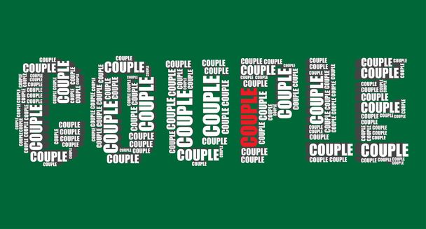 Couple typography 3d text word art couple vector illustration word cloud - Вектор,изображение