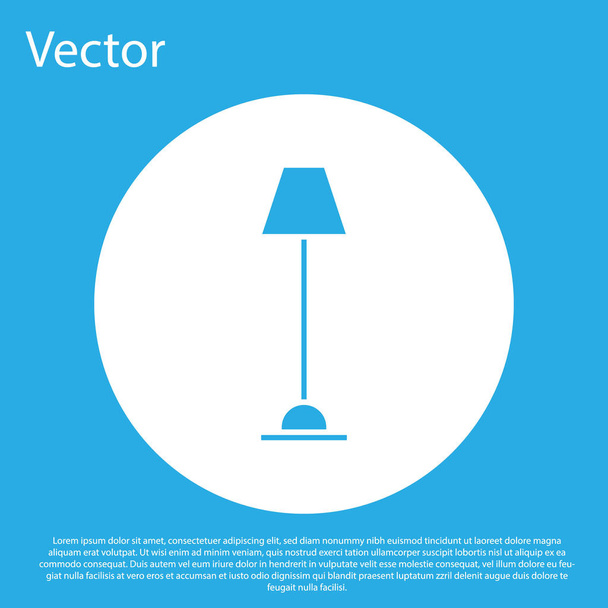 blaue Stehlampe Symbol isoliert auf blauem Hintergrund. weißer Kreis-Knopf. Vektorillustration - Vektor, Bild