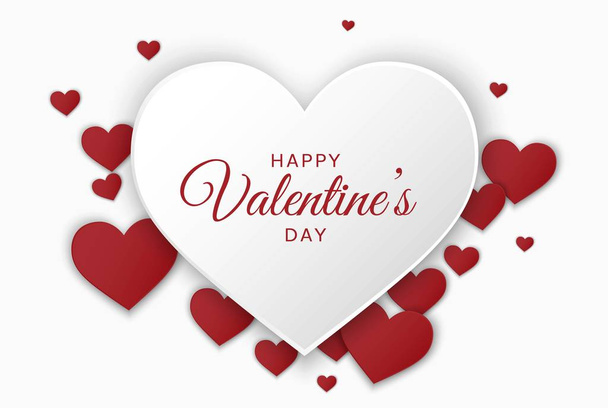 valentinky blahopřání s bílými a červenými srdci - Vektor, obrázek