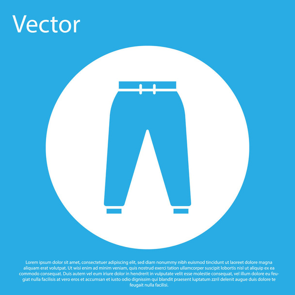 Blue Sport pants icon isolated on blue background. White circle button. Vector Illustration - Vector, Imagen