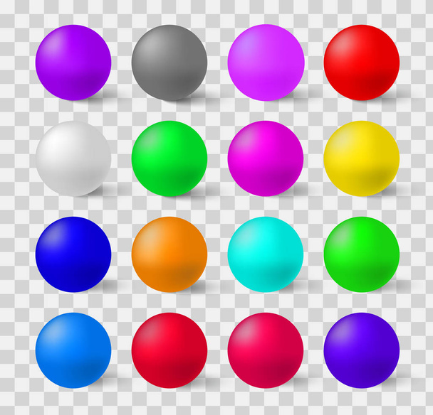 Set of colorful glossy spheres isolated . A Realistic Collection to Create Your Design - Vetor, Imagem