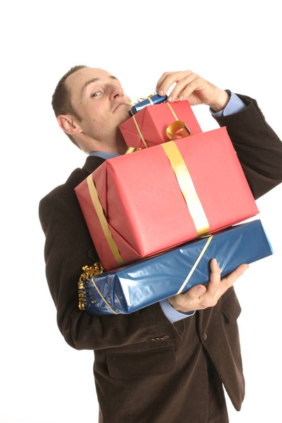 man with a gift box - Zdjęcie, obraz