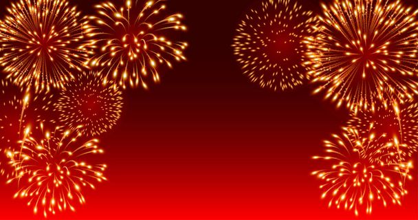 Feuerwerksfest auf rotem Hintergrund  - Vektor, Bild