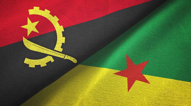 Angola e Guiana francese due bandiere tessuto, tessitura tessuto
 - Foto, immagini