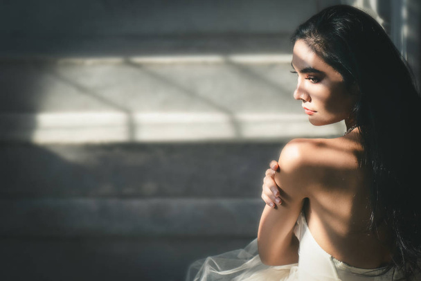 portrait of asian woman in white bride dress - Photo, Image