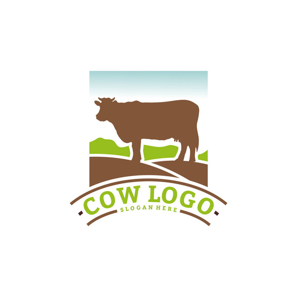 Koncepty designu kravského loga. Vektor šablony loga kravské farmy. Symbol ikony - Vektor, obrázek