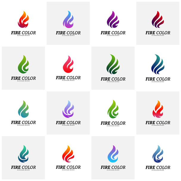 Набор концепций дизайна логотипа Fire Logo. Вектор пламени. Символ иконы
 - Вектор,изображение