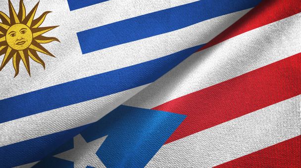 Уругвай и Пуэрто-Рико два флага текстильная ткань, текстура ткани
 - Фото, изображение